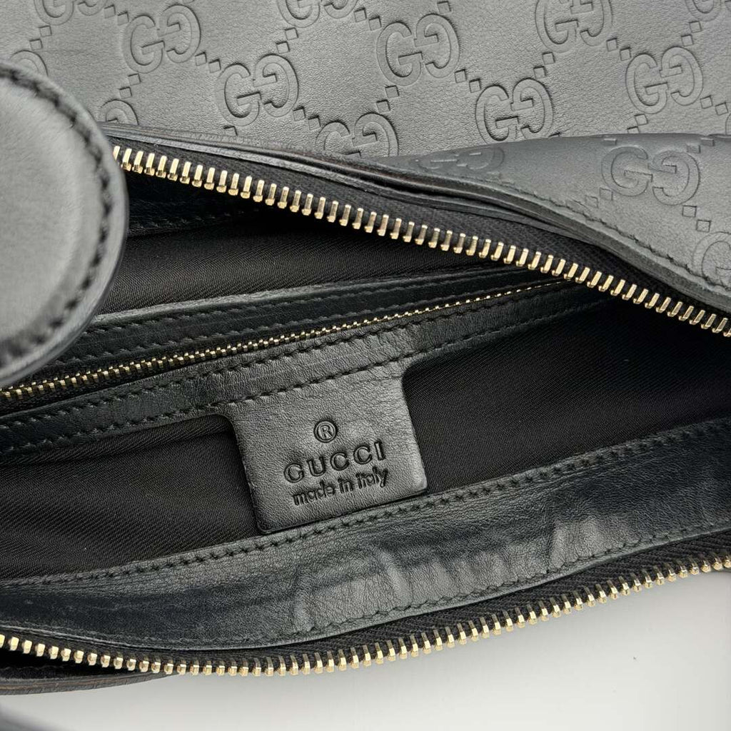 Gucci Guccissima GG Horsebit Black Shoulder Bag