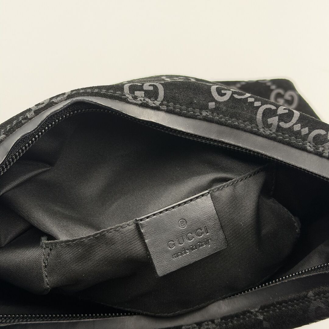Gucci GG Monogram Suede Navy Shoulder Bag