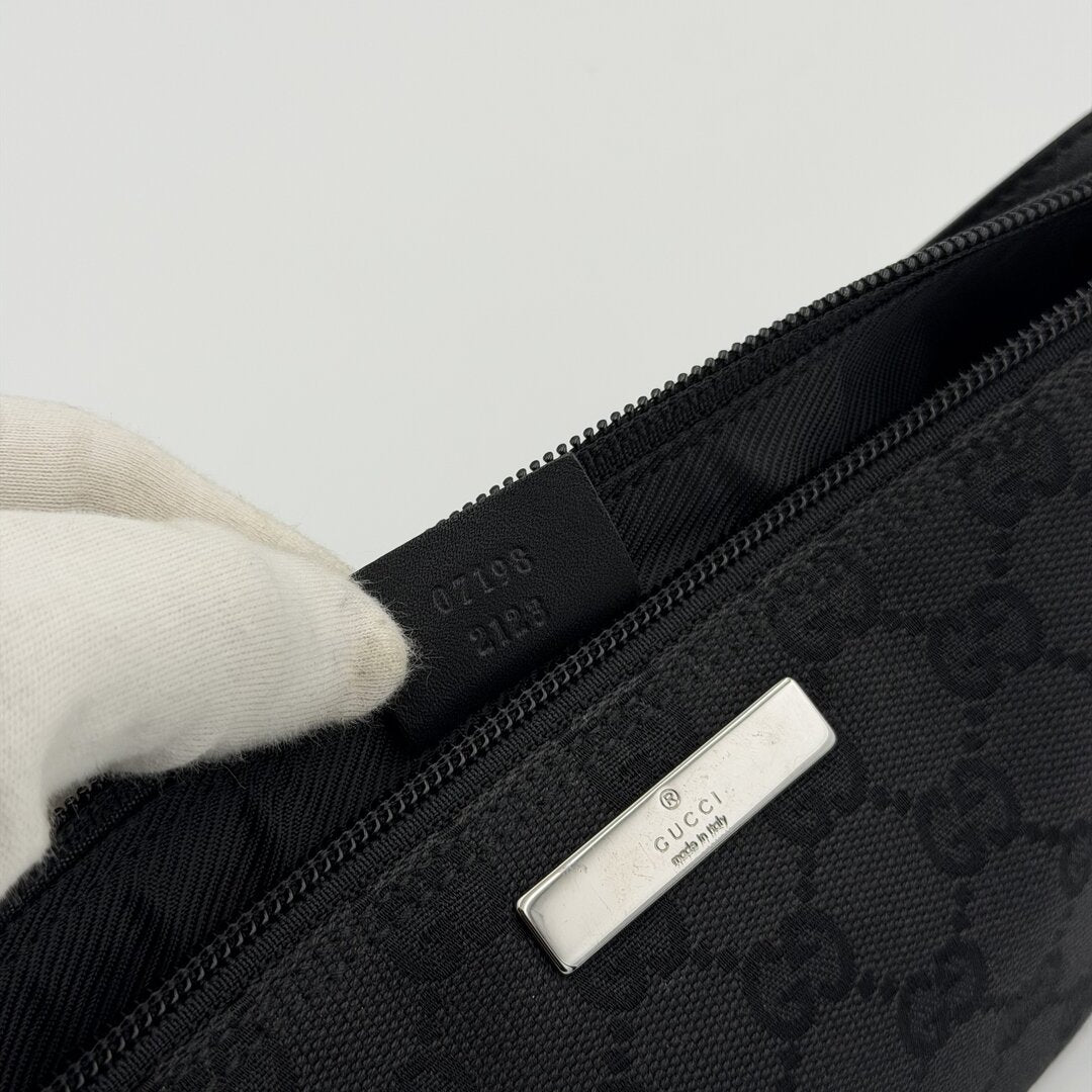 Gucci GG Monogram Black Boat Pochette Handbag