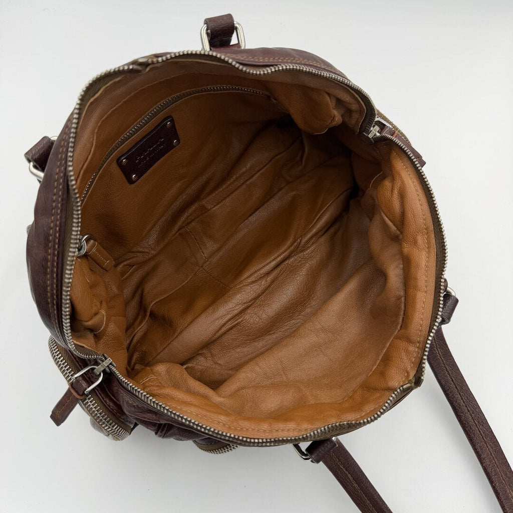 2006 Prada Washed Bauletto Brown Leather Shoulder Bag