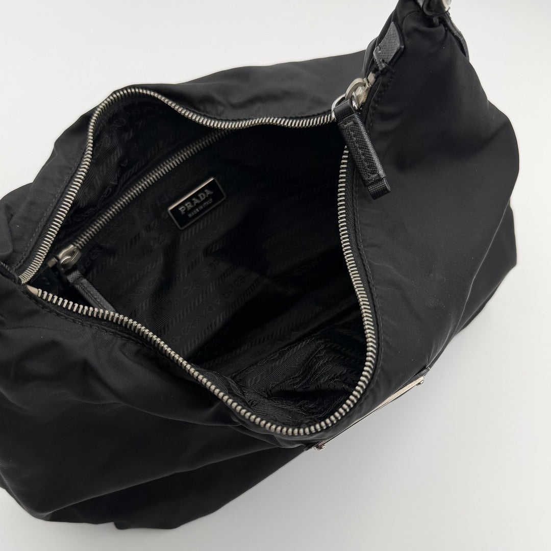 Prada Tessuto Hobo Nylon Black Shoulder Bag