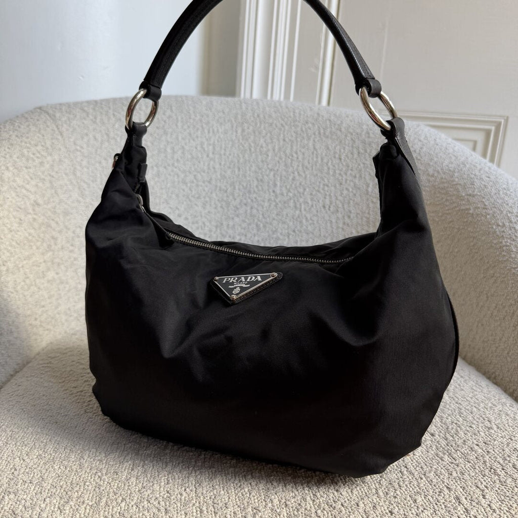 Prada Tessuto Hobo Nylon Black Shoulder Bag
