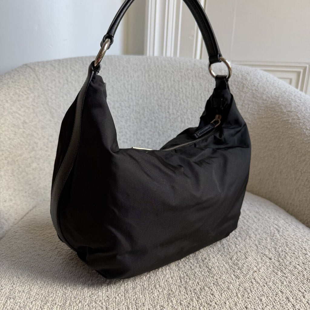 Prada Tessuto Hobo Nylon Black Shoulder Bag