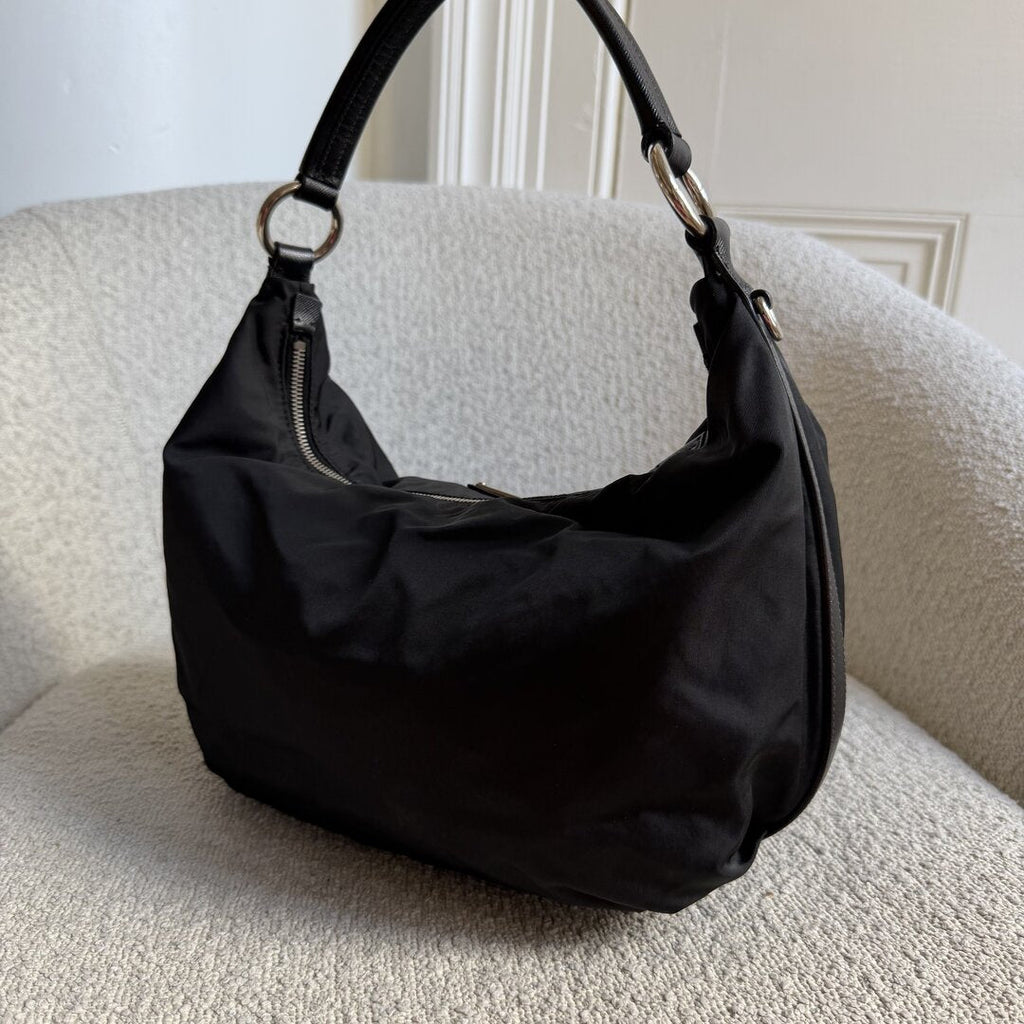 Prada Tessuto Hobo Nylon Black Shoulder Bag