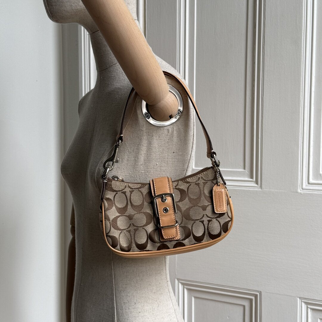 Coach Signature Mini Buckle Tan Mini Shoulder Bag